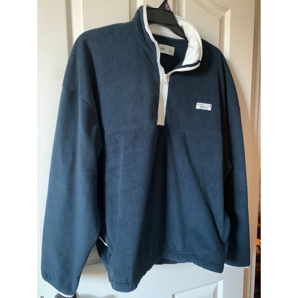Hollister Navy Blue Fleece Quarter-Zip Pullover XL Mens Warm Casual Sweater Made - Picture 1 of 4
